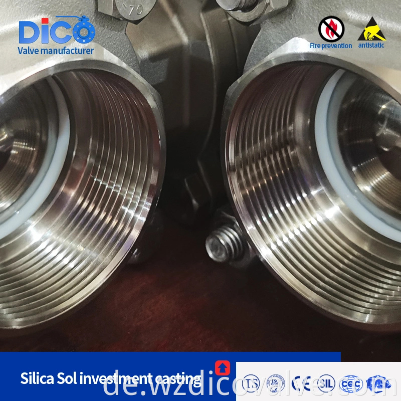 DICO Investment Casting Baumaterial CF8/CF8M ISO5211 PAD 3PC Industrial Floating Ball Ventil